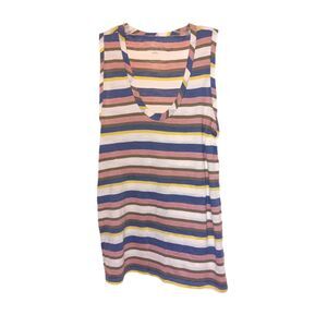 NWT Caslon Striped V-Neck Cotton Blend Tank Top Size XS Summer Cool Light